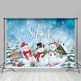 Lofaris Let It Snow Mountain Snowman Pine Winter Backdrop
